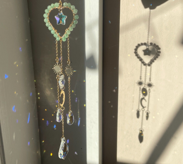 Sonnenfänger Herz Mond Windspiel Edelstein Esoterik Geschenk Stern Sonne Mond